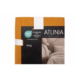 ATLINIA King French Flax Linen Duvet Cover Set Mustard OEKO TEX 100 NWT